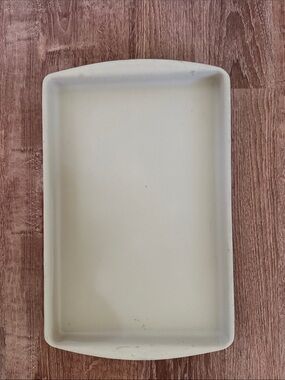The Pampered Chef Cream Ceramic  Pan with Embossed Logo